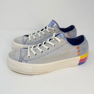 Converse Chuck Taylor All Star Lift Ox Pinstripe Rainbow Platform Womens 9.5